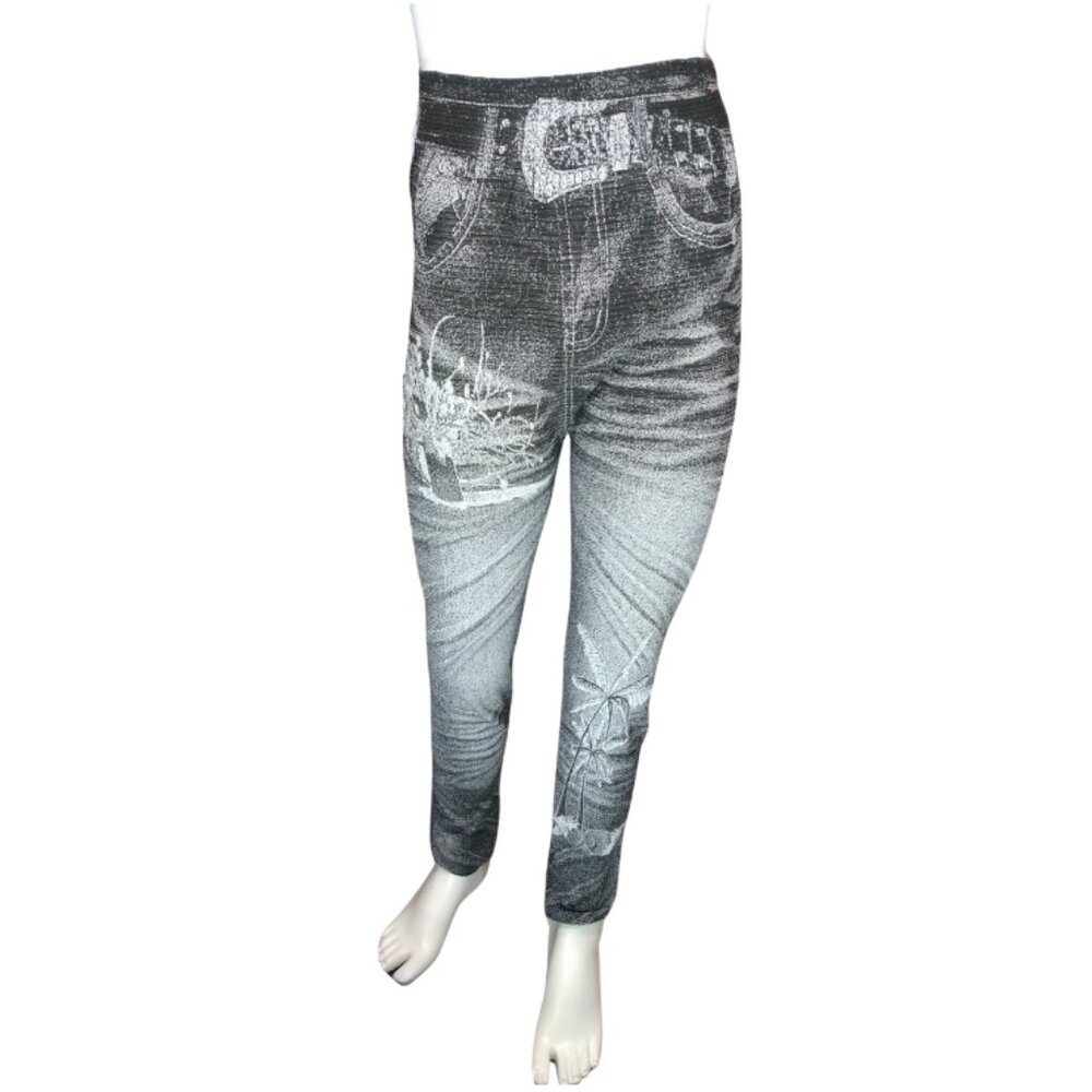 Black/White Palm Tree Leggings for Girls